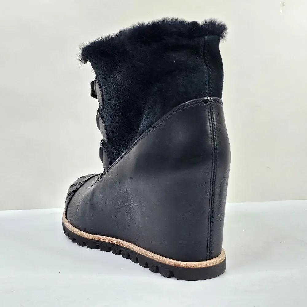NWOB UGG Black Alasdair  Waterproof Leather Wedge Booties